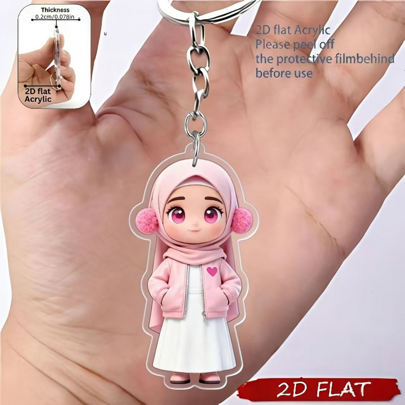 Colgante transfronterizo nuevo plano 2D niña acrílico llavero colgante mochila móvil bolsa de ejercicio colgante equipaje