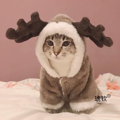 秋冬猫服ペットブリティッシュショートヘアブルー猫ラグドール猫子猫ミルク猫暖かいヘラジカ面白い犬冬服