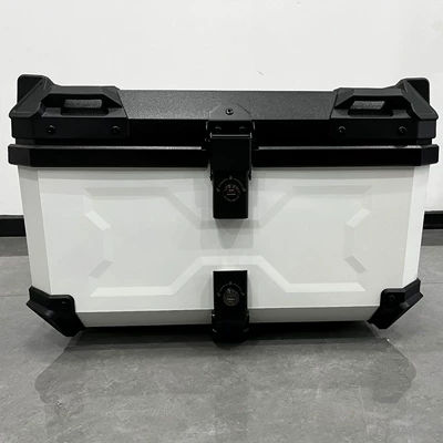 Motorcycle trunk Box Abs Plastic Box - white-x-double-lock-without-backrest
