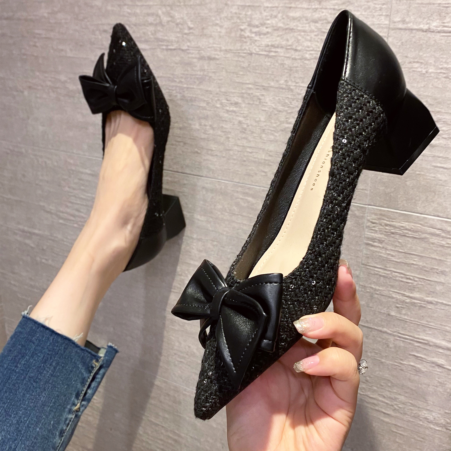Damen High Heels Abendschuhe Mit Schleife Und Spitzem Absatz_voghion.com