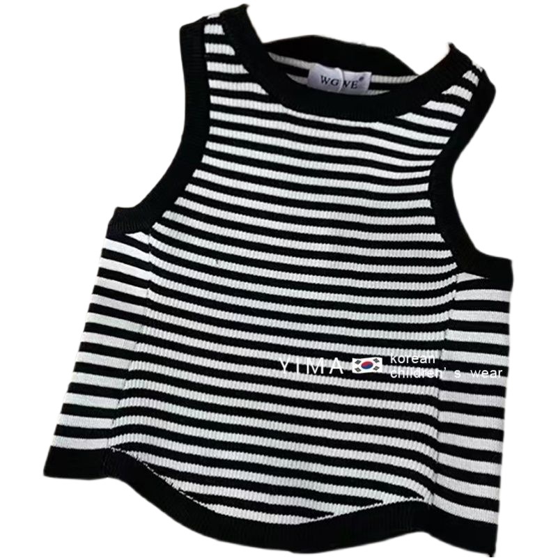 Corea del Sur ropa para niños 2023 nueva ropa de verano para niños y niñas estilo occidental camisola a rayas ropa exterior ropa suelta para niños