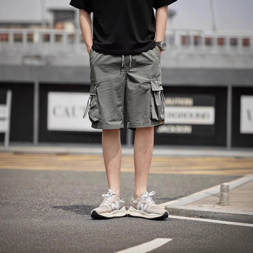 Foreign Trade Simple 2025 New Summer Cargo Shorts for Men with Multiple Pockets, Pure Cotton, Trendy New Style, Versatile