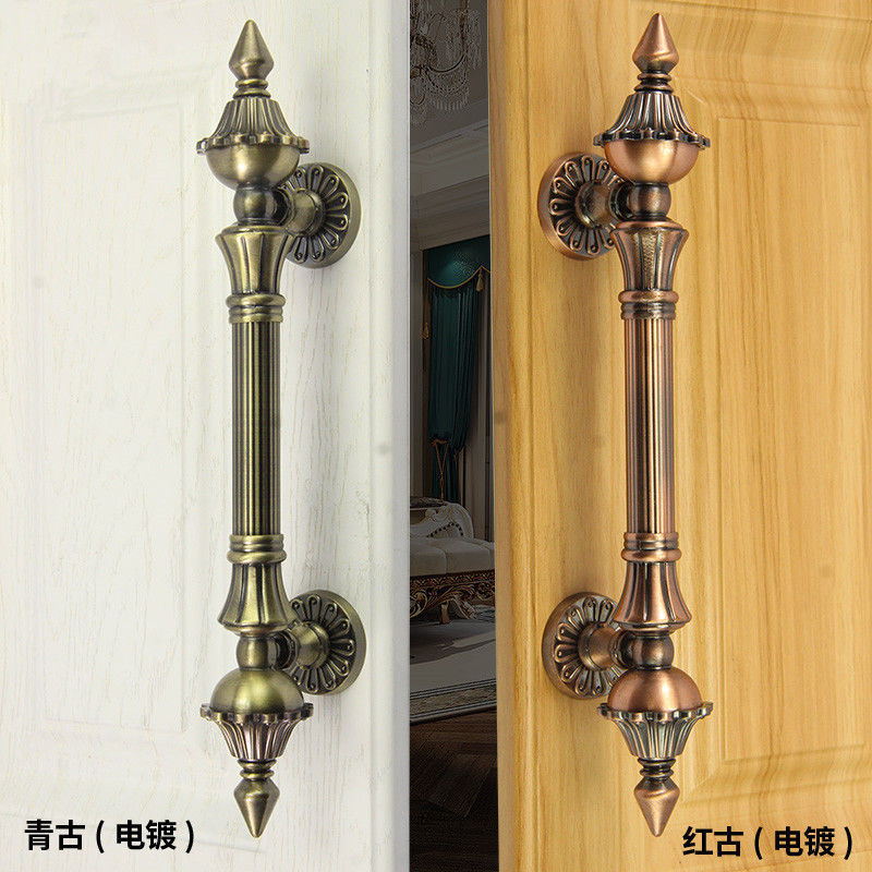 Wooden door handle double door surface-mounted handle antique-style main door handle surface-mounted handle iron door aluminum alloy door sliding handle
