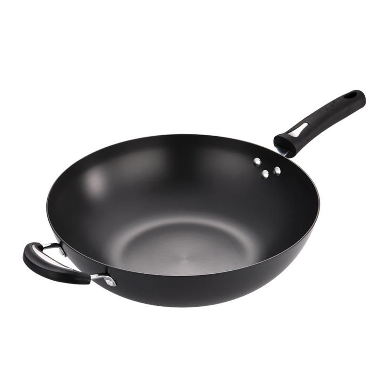 Manufacturer produces aluminum pots, hard oxidized non-stick pots, wok pots and pans, wholesale flat bottom garden bottom woks, one piece drop shipping