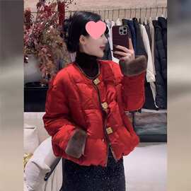 轻奢新中式国风红色棉服外套女新款冬季感唐装棉袄