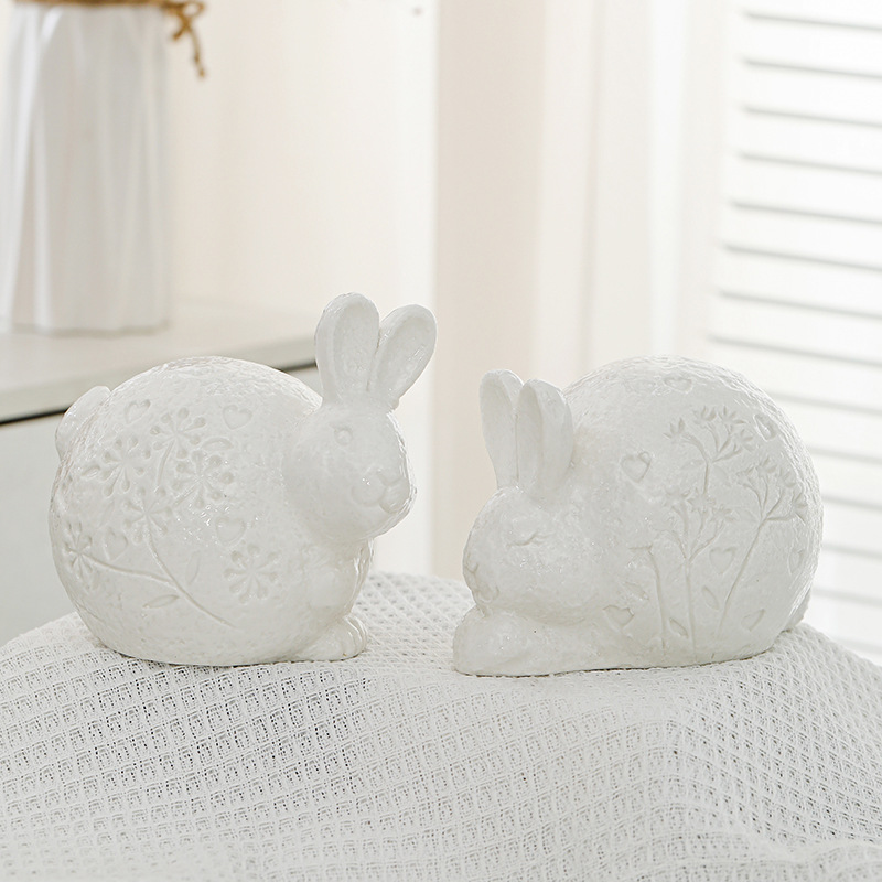 Nórdico abstracto pascua adorable conejo decoración animal blanco minimalista cerámica hogar al por mayor transfronterizo