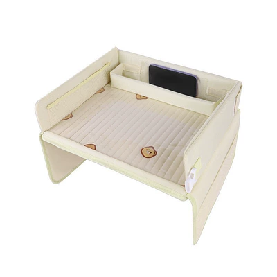 Car table board Tray Multifunctional Dining Tray - beige-bear-square-embroidery-style