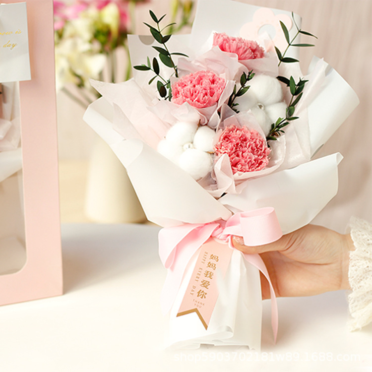 Ramo de Flores Preservadas, Claveles Reales para Regalo de Cumpleaños de Profesor, Día del Maestro, Ramo de Claveles Preservados al por Mayor