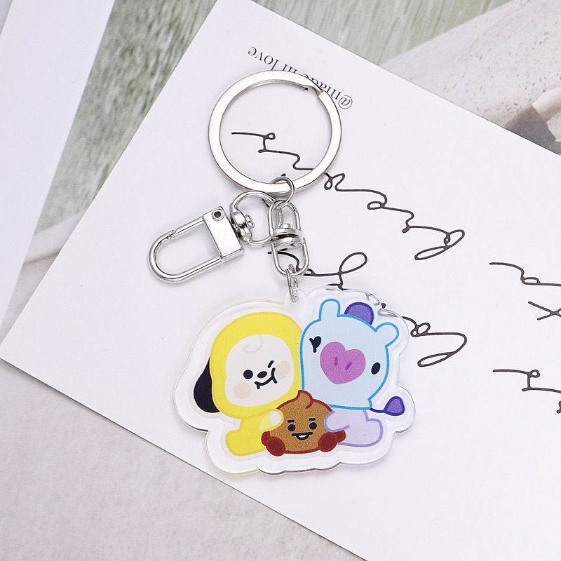 韓国版ボーイズグループ BT21 漫画キーホルダー男性と女性のカップル RJ TATA バッグ車のキーホルダーペンダント|undefined