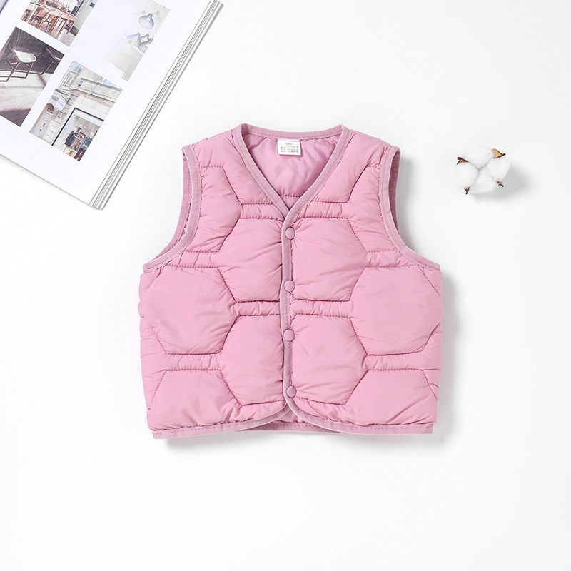 Chaleco infantil de algodón con forma de diamante para otoño e invierno, estilo coreano, ropa interior y exterior cálida para niños y niñas, niños pequeños y niños pequeños.