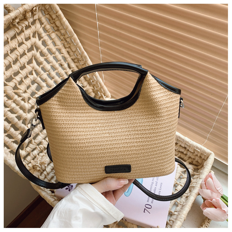 Fashionable bucket bag for women 2025 Summer new style work and commuting patchwork woven bag, simple and casual single-shoulder small bag, trendy undefined