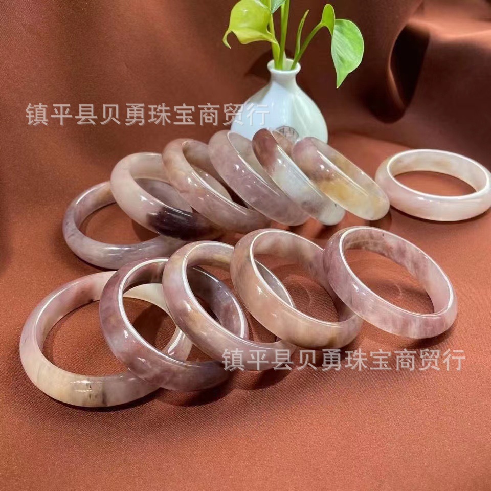 工廠批發天然新疆金絲玉紫羅蘭平安鐲圓條手鐲玉鐲鐲子