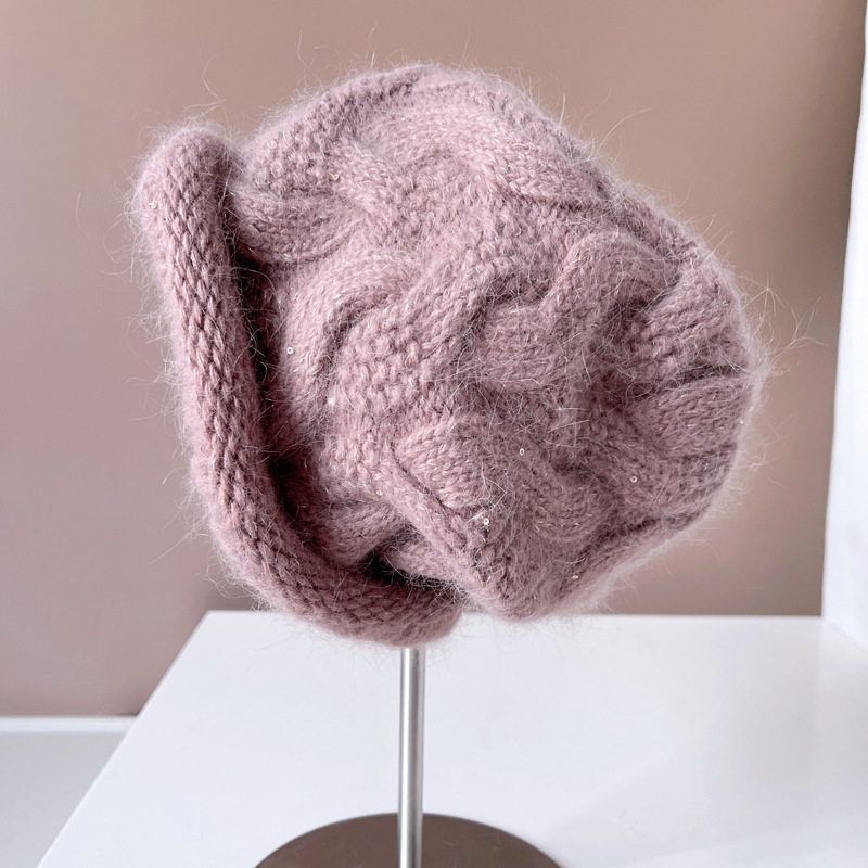 Women's Sweet Simple Style Twist Sequins Eaveless Wool Cap display picture 12