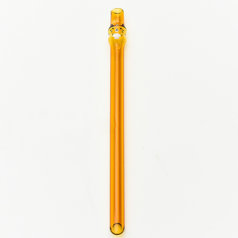 Creativa negro Oso de piedra Tigre forma Linda paja de cristal de color resistente a altas temperaturas leche té jugo señaló paja
