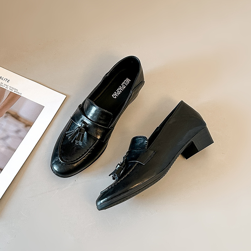 Cowhide Version~Silent Sole/Full Genuine Leather Chunky Heel Shoes for Women, Elegant Work Shoes, Soft Sole Comfortable Loafers for Women Cowhide Version~Silent Sole/Full Genuine Leather Chunky Heel Shoes for Women, Elegant Work Shoes, Soft Sole Comfortable Loafers for Women