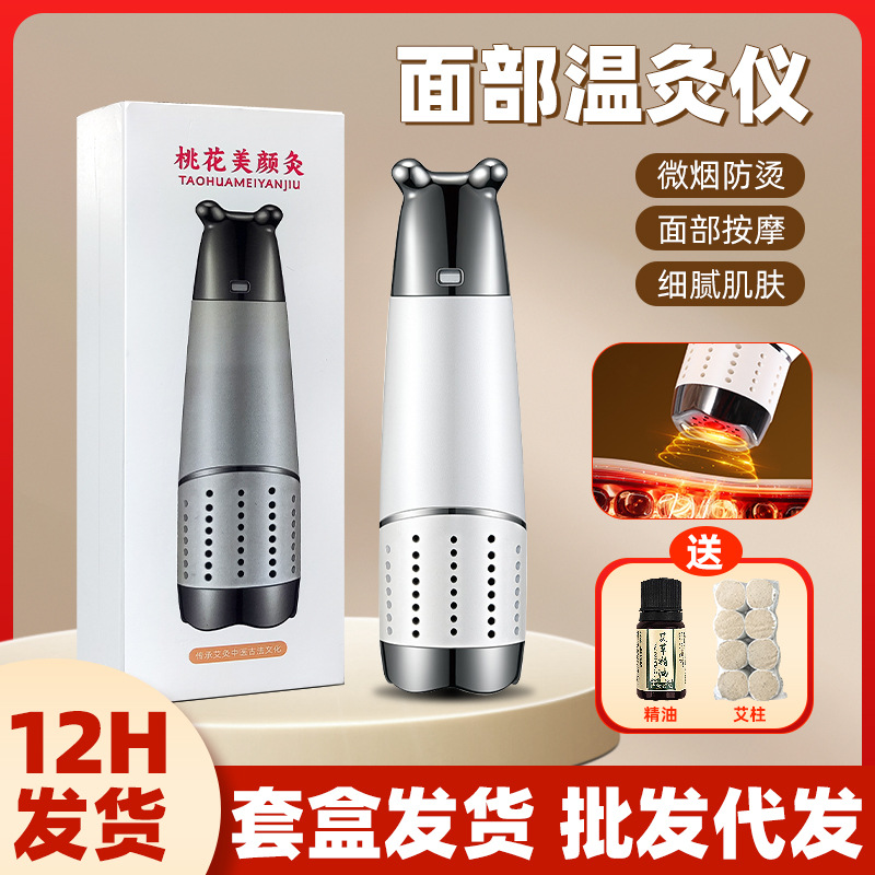 桃花面部美颜仪温灸仪面部刮痧按摩家用明火无烟手持艾灸仪艾灸盒