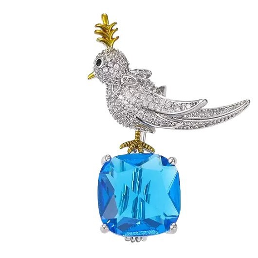 新しいハイエンド石鳥ブローチコサージュ卸売女性のコートアクセサリーピン露出防止コートボタンイントレンド|undefined