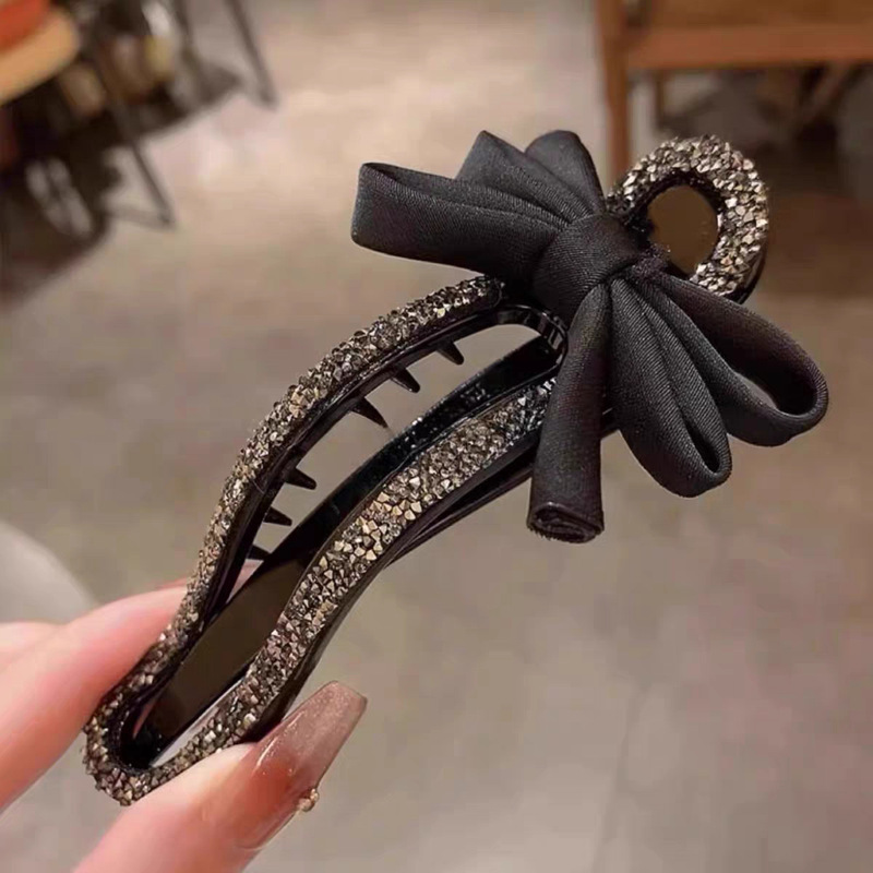 ファッショナブルなリボンダイヤモンドカモノハシクリップ、女性用、軽くて豪華なスタイル、後頭部のヘアピン、シンプルで多用途のヘアアクセサリー|undefined