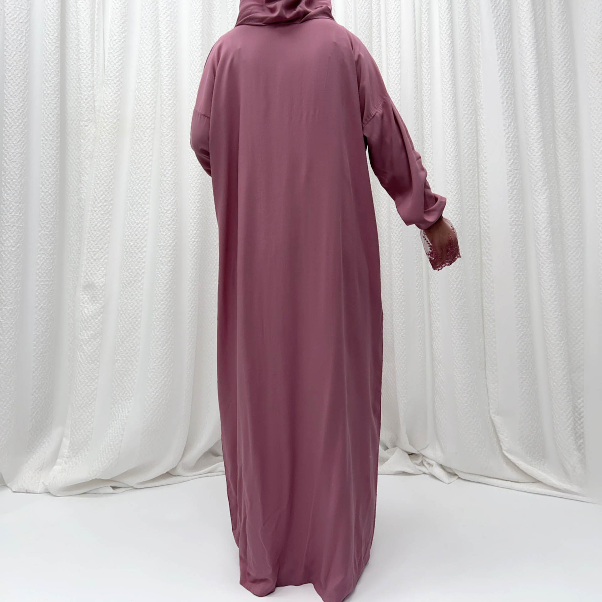 Langes Muslimisches Kleid Für Damen Mit Kapuze Einfarbig Weit_voghion.com