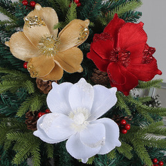 アマゾンの三層の金粉のクリスマスの花の新型のシミュレーションのクリスマスツリーの装飾の花の祝日の装飾の生け花の部品の卸売り