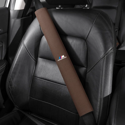 belt shoulder guard extended safety belt: Seat belt shoulder pad - bmw-m-white-label-50cm-suede-mocha-brown-shoulder-pads-single-pack