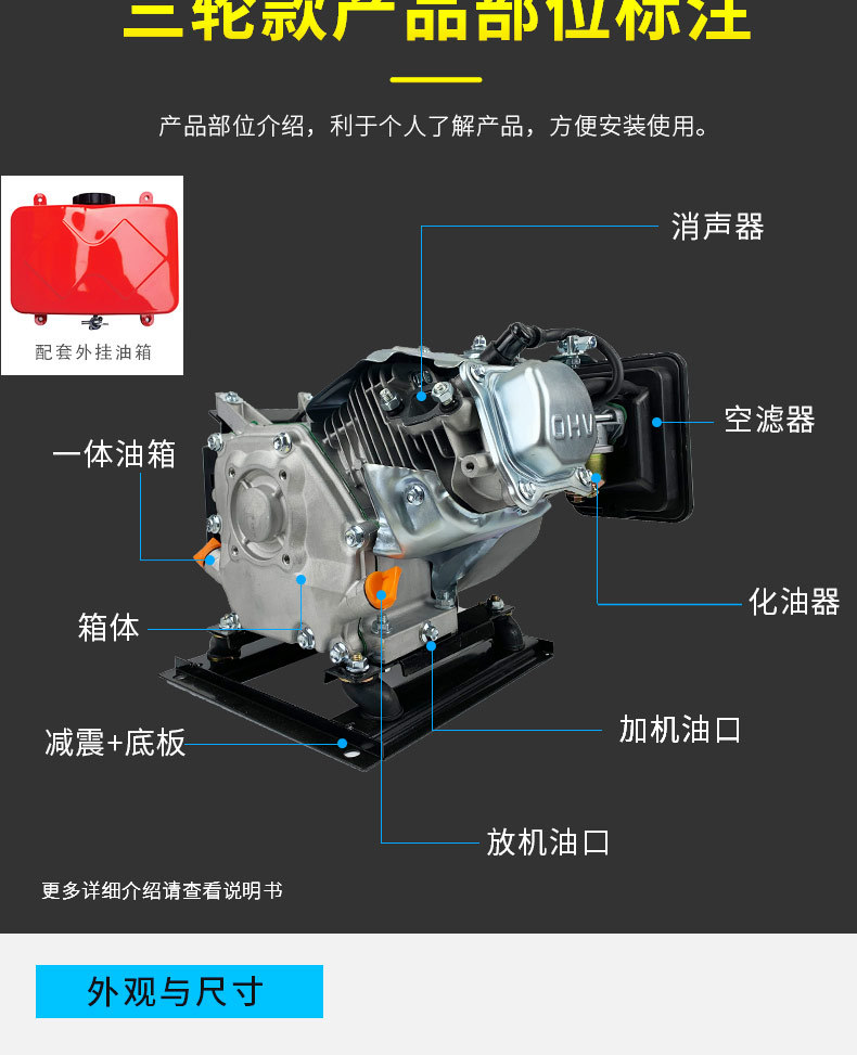 Electric tricycle four-wheeled vehicle 60V72V range extender gasoline charging generator DC power generation