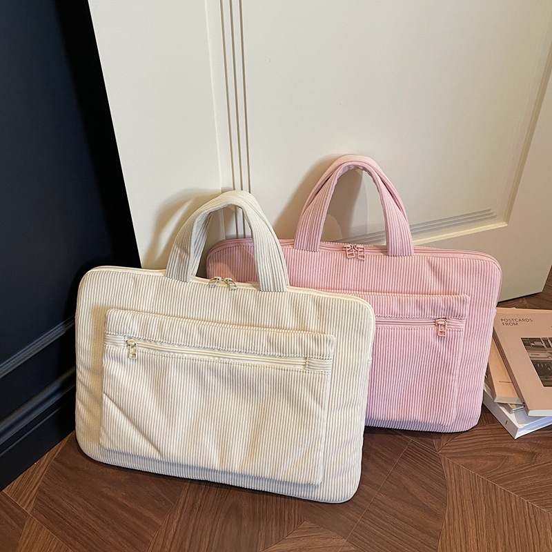 ng2510227 14inch Corduroy For Women, High-End Simple New Commuter Casual Handheld Briefcase Notebook Laptop Bag_voghion.com