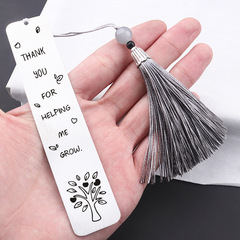 New European and American Stainless Steel Sandblasted Bookmark Leaf Tassel Pendant Festival Gift Engraving Commemorative Item Wholesale