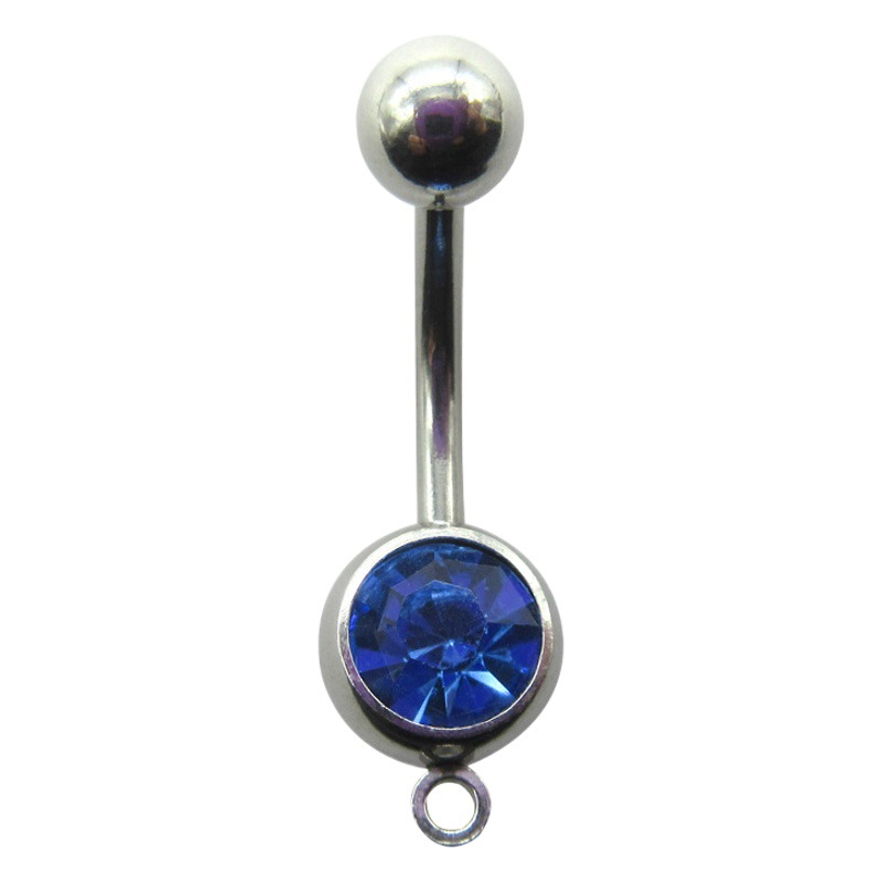 Meier stainless steel single diamond navel ring European and American navel nail spring personality men and women navel ring piercing jewelry wholesale