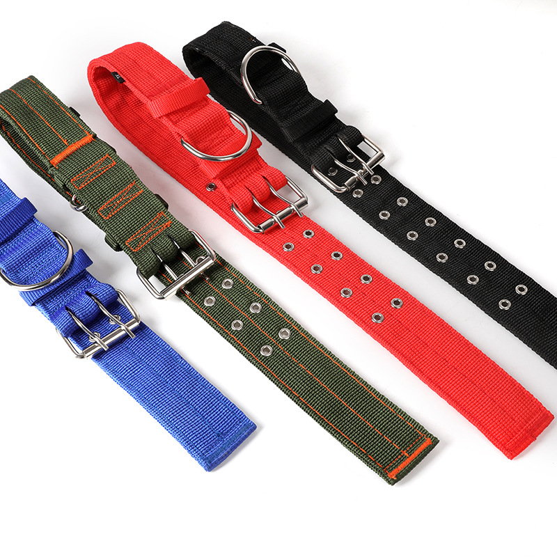 Collar de tracción táctica para perros medianos y grandes 4 capas de collar de nylon grueso para perros collar de mascota ajustable ensanchado