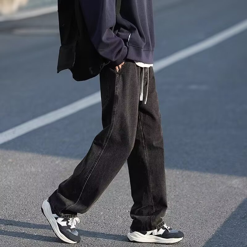 ジーパンの男性の韓国版の潮流の夏の薄い金のゆったりしている男子学生のごろつきのかっこいい広腿のズボンの子の磁気がない鉄のカジュアルなズボン|undefined