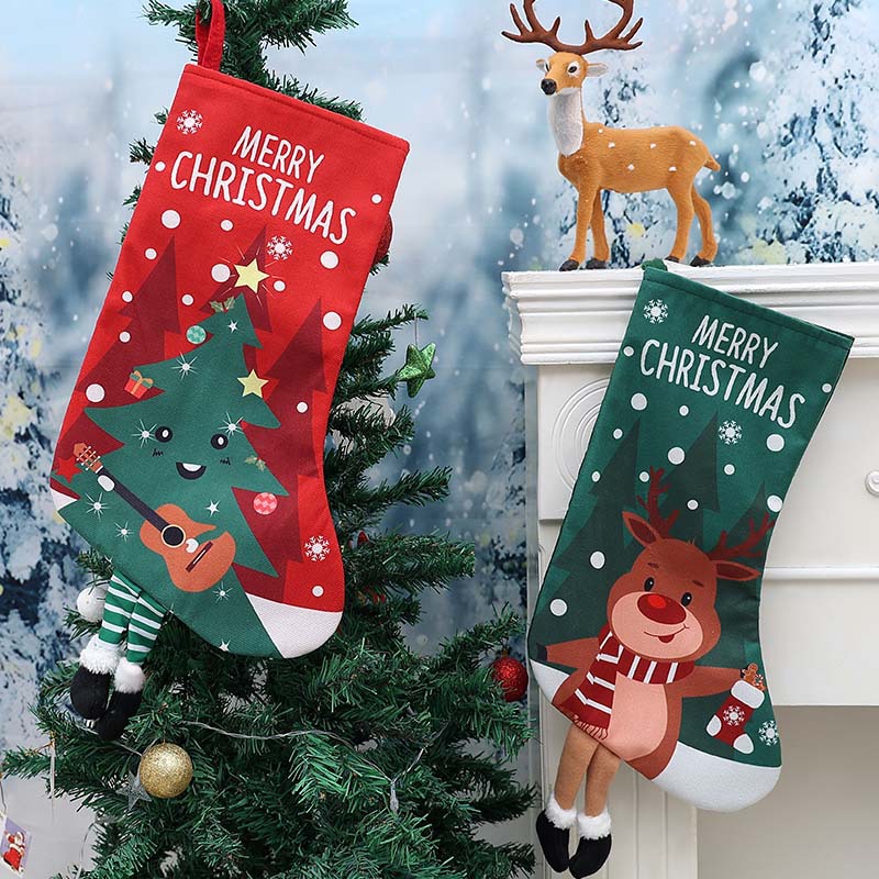 Calcetines de Navidad transfronterizos calcetines de regalo para niños colgantes de árbol de Navidad bolsas de caramelo decoración colgantes de decoración para el hogar de Navidad image 1