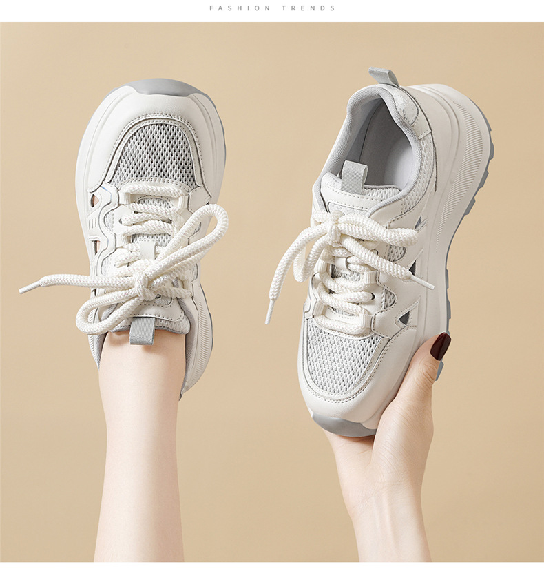 Giày sneaker nữ đế dày da thật thoáng khí kiểu dáng xu hướng mùa hè 2026, dép quai hậu khoét lỗ — 7218 mét xám, Màu mơ 7218 chi tiết 5