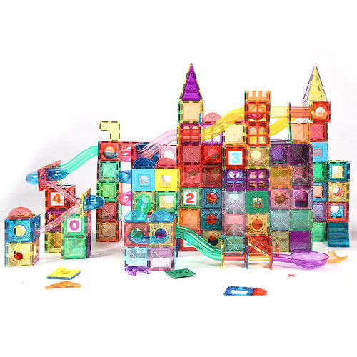 Wellbbplay color window magnetic sheet magnetic building blocks children's educational slide ball track splicing magnet toy