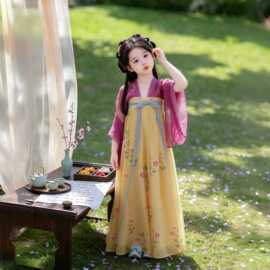 唐制女童汉服秋季2026新款复原风印花齐胸襦裙女宝宝公主裙大袖衫