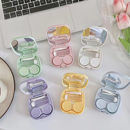 Japanese simple contact lens box INS style girly heart cute contact lens box loving portable care companion box