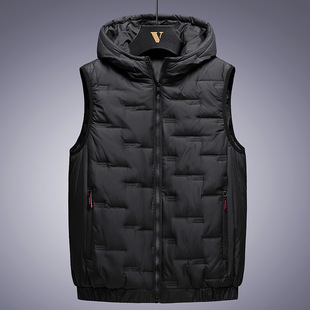 Foreign Trade New Down Cotton Hooded Vest Men's Loose plus size and Fat Warm Men's Winter Sleeveless Jacket Vest