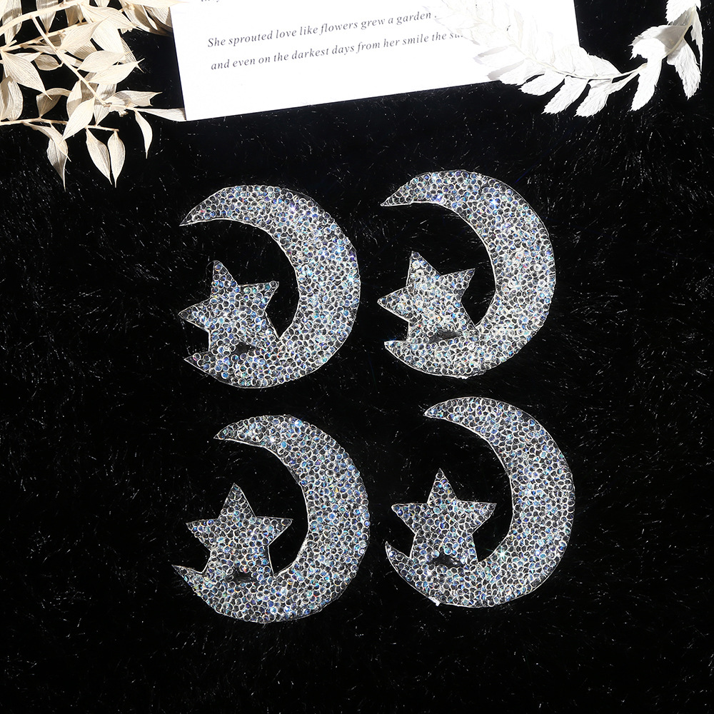 创意星星月亮烫钻贴树脂不规则烫钻烫图diy服装箱包装饰烫钻批发