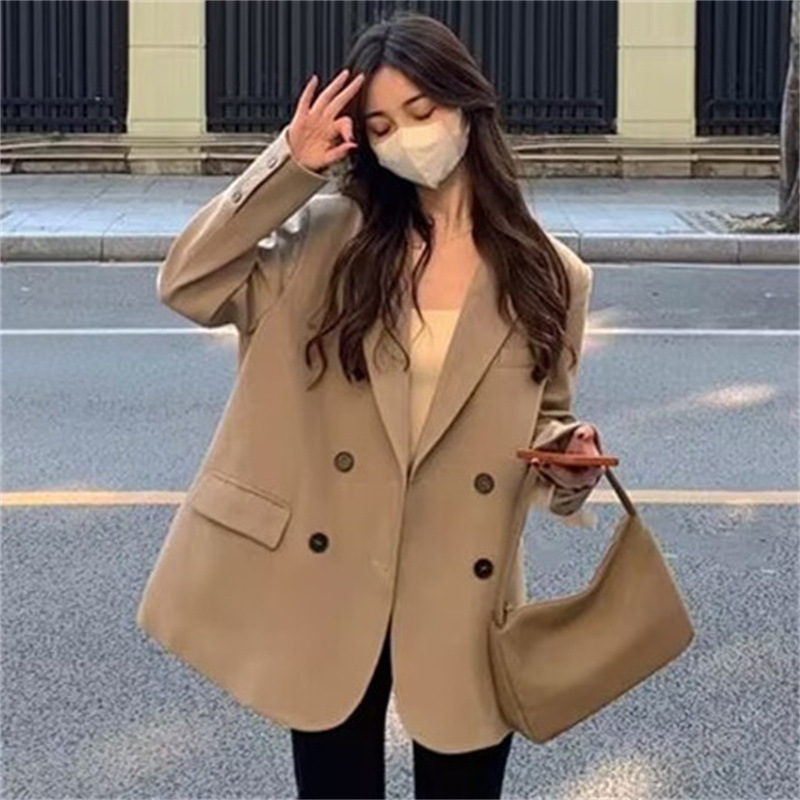 2026 Spring and Autumn Khaki Blazer for Women, Petite Size, Trendy New Korean Style Casual Suit Jacket for Women