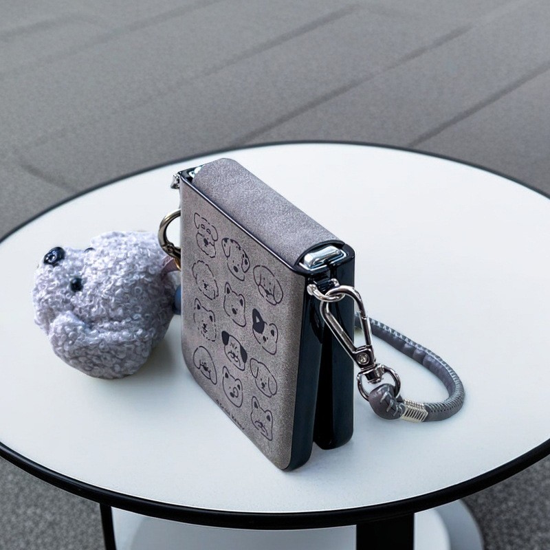 高级灰适用小米mixflip手机壳斜挎挂绳purax链条华为p50 pocket2