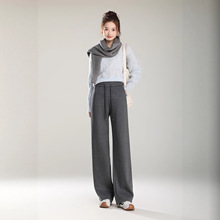 新款高腰抽绳直筒裤加绒裤子女装秋冬运动裤保暖显瘦阔腿休闲裤