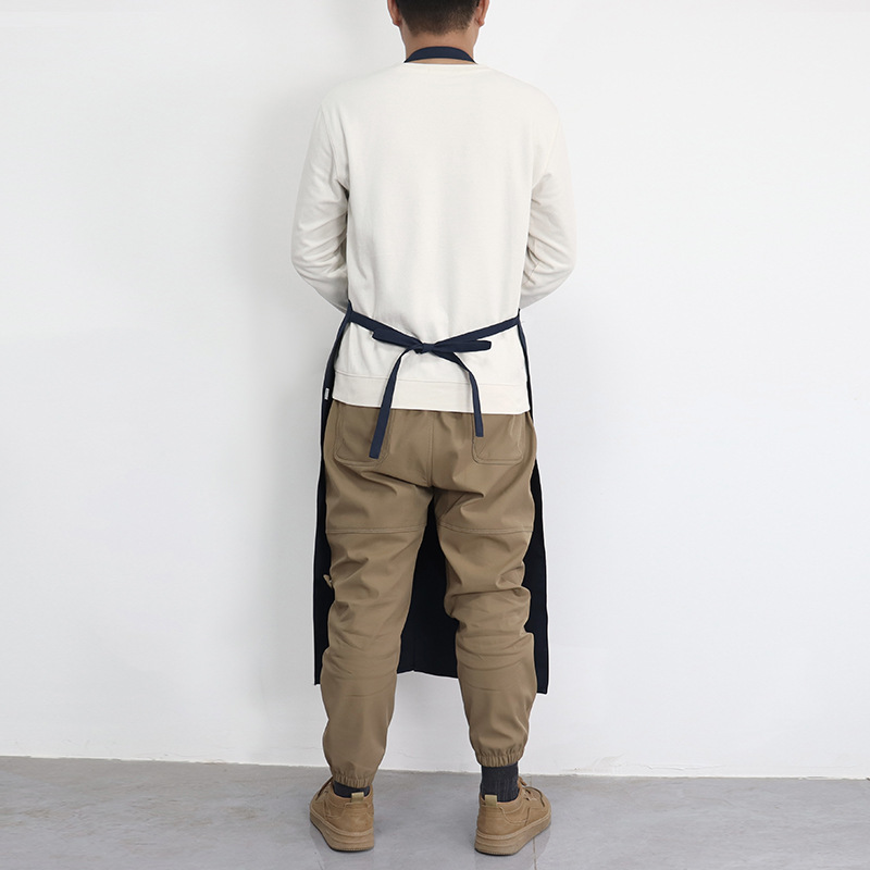 Transfronterizo Amazon delantal de lona personalizado logotipo bifurcado pantalones cuello colgante ajustable pintura delantal de ropa de trabajo