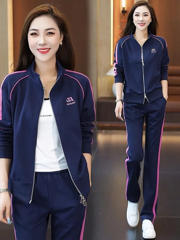 休闲运动服套装女2025年秋季新款时尚减龄修身卫衣阔腿裤两件套|undefined
