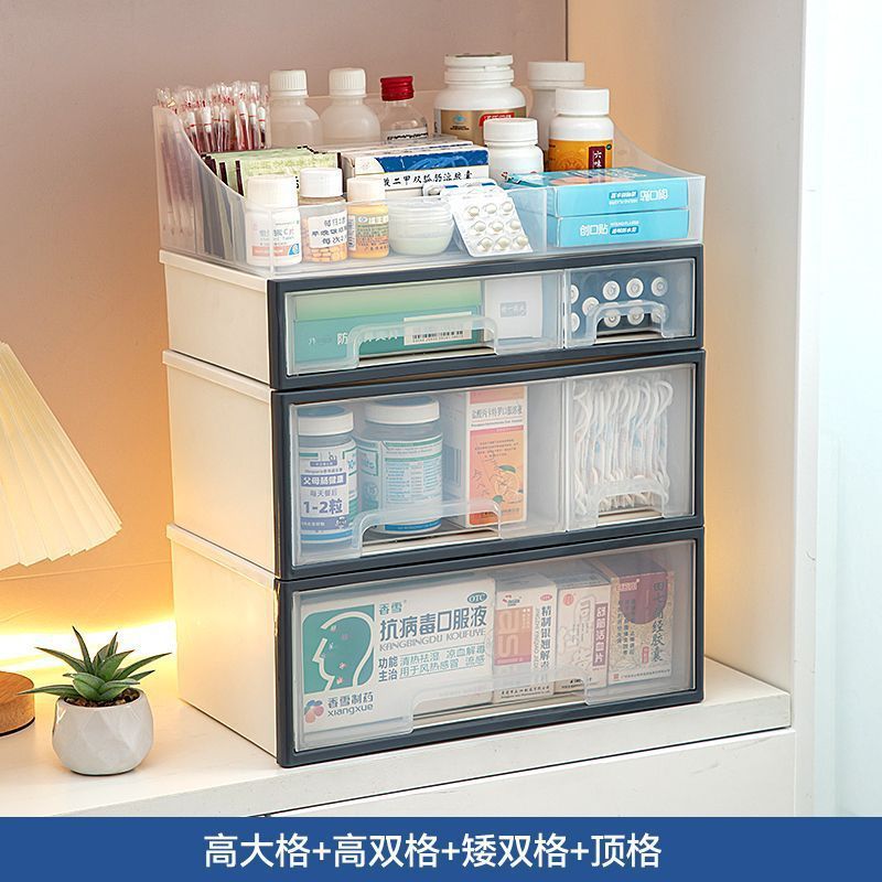 家用药箱家庭装大号抽屉式常用药品收纳盒多层大容量透明分类药柜|undefined