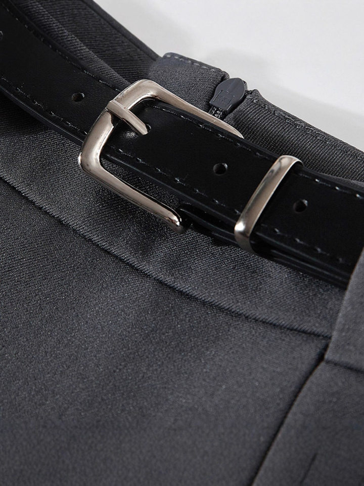 Chân váy vest nữ cạp cao dáng chữ A xếp ly dài 72 cm — Bộ đồ màu xám cho người nhỏ (chiều dài váy 72cm ), Bộ đồ đen nhỏ nhắn (Chiều dài váy 72cm)