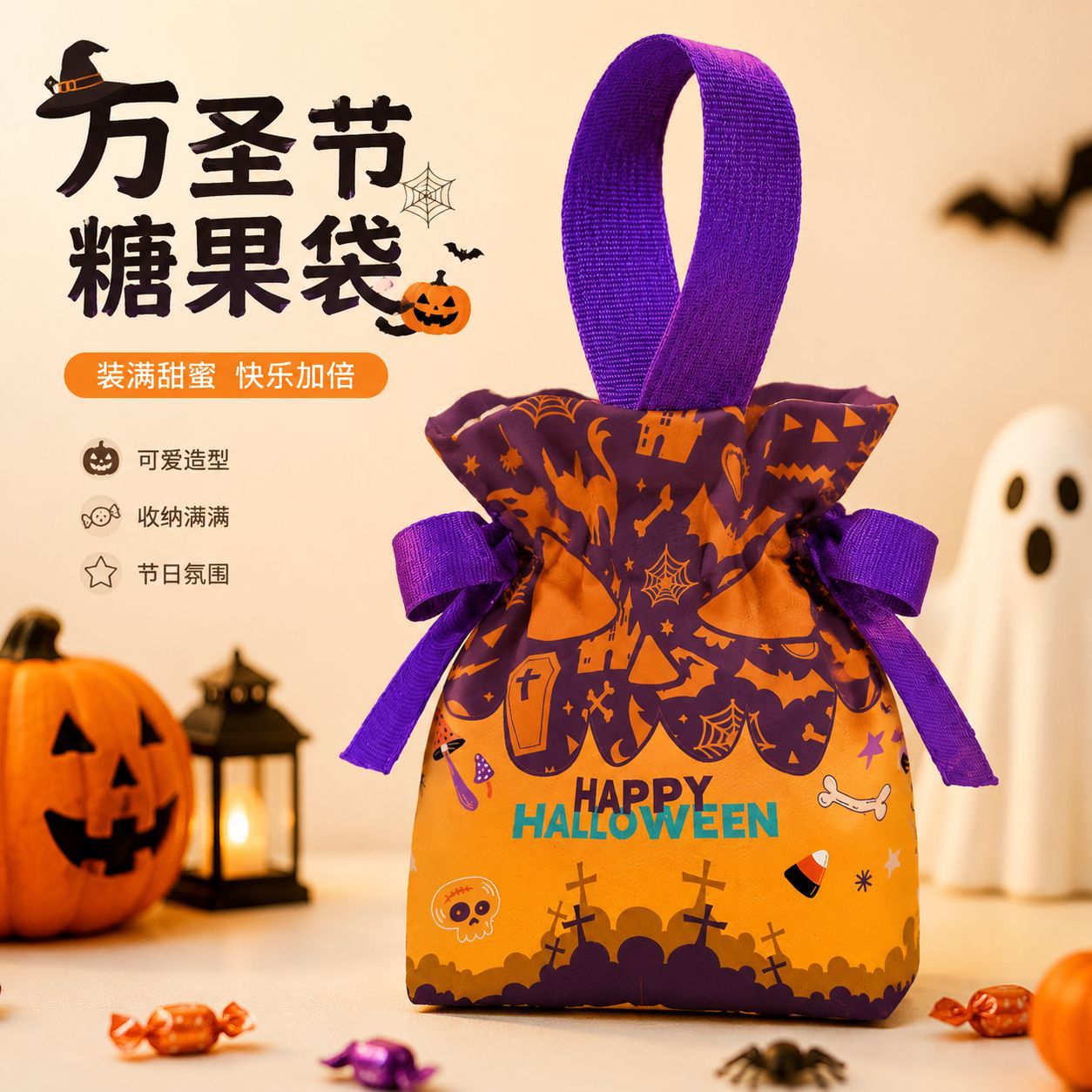 Bolsa de regalo de Halloween, bolsas de calabaza para niños, lienzo, embalaje de regalos, bolsas de azúcar, props para jardín de infantes, regalo de mano.