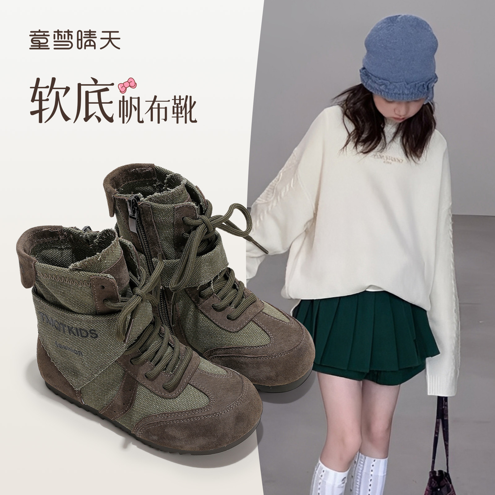 Size 26-37 Children's Boots Girls Genuine Leather Martin Boots 2025 Autumn New Medium and Large Children's Western Cowboy Boots