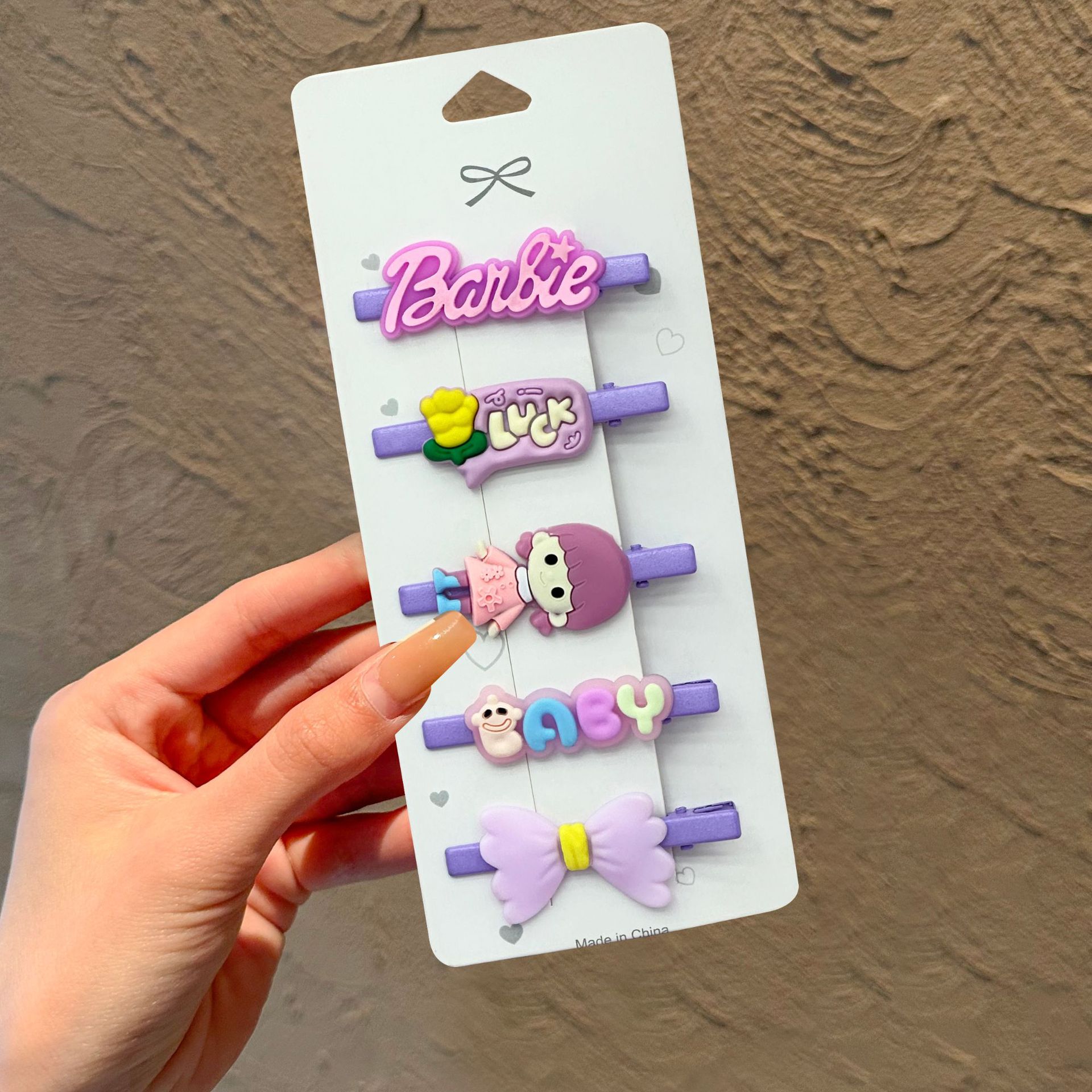 Lindo Sanrio lazo horquilla tocado niña bebé pinza de pelo roto flequillo juego de clip de una palabra para niña