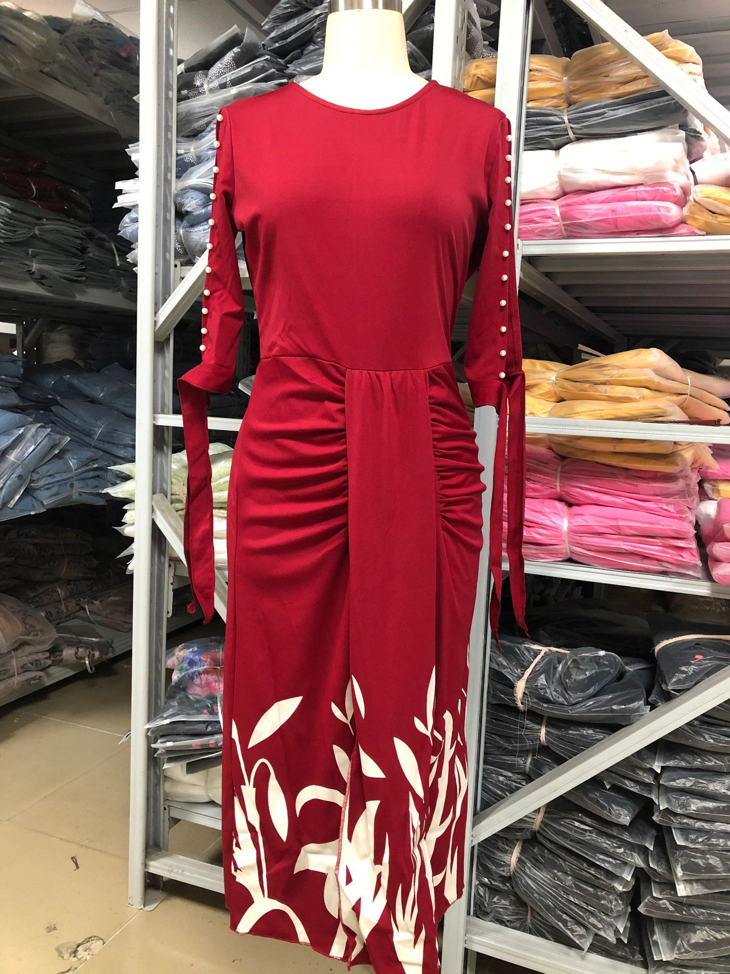 Women's Clothing High Waisted Blue Casual Dress New Mid Length Printed Sleeve Hollow Out Women's Clothing_ecoleips.com