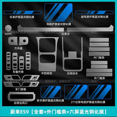 Island Panel Film Interior Protection – Car interior film - nio-es9-full-set-outer-sill-strips-six-screen-blue-light-tempered-film